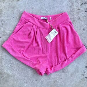 My Beachy Side Shorts Terry Cloth Pleated Pink NWT M